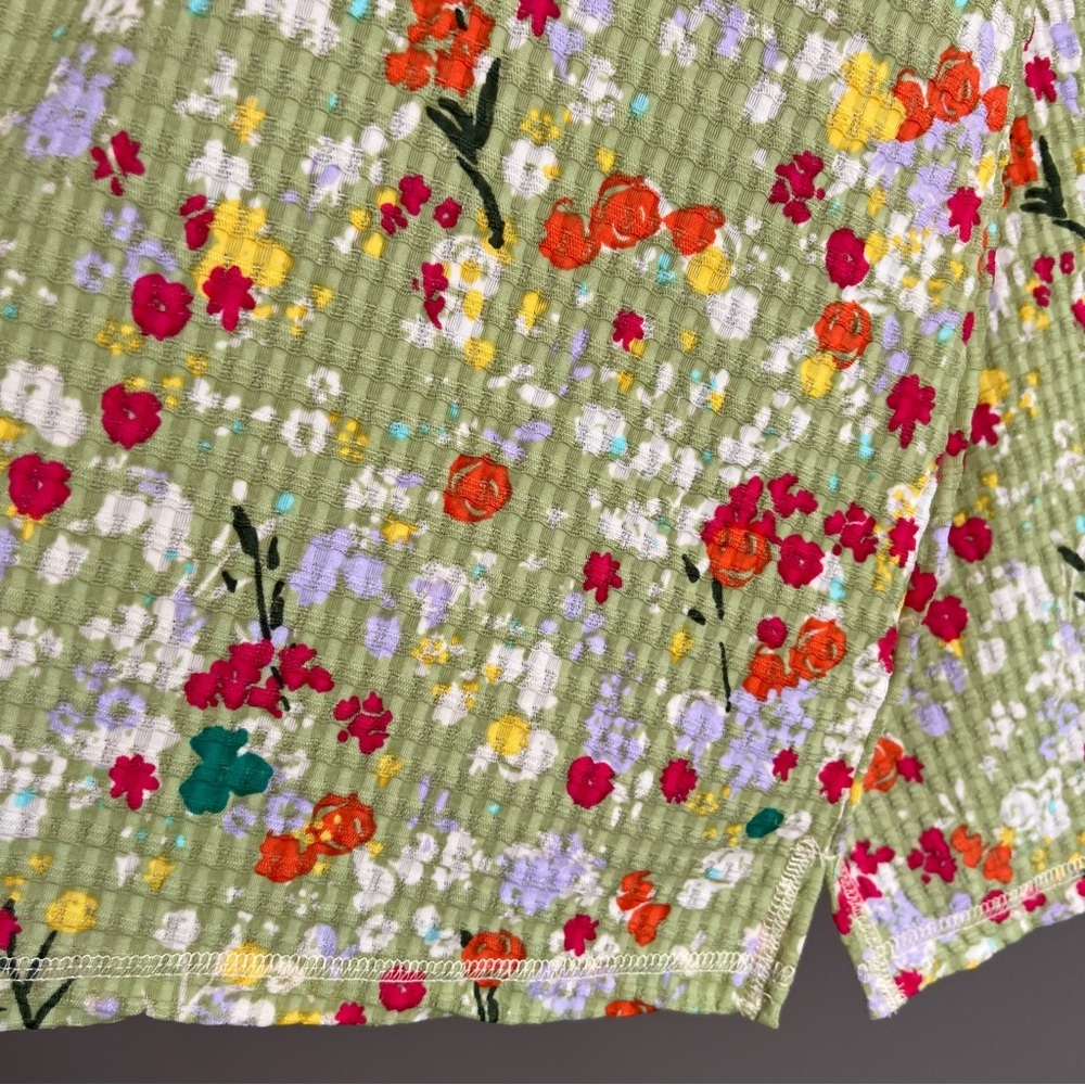 LOGO Layers by Lori Goldstein Floral Print Waffle Mesh Top Women Sz 1X Slinky - Picture 11 of 14